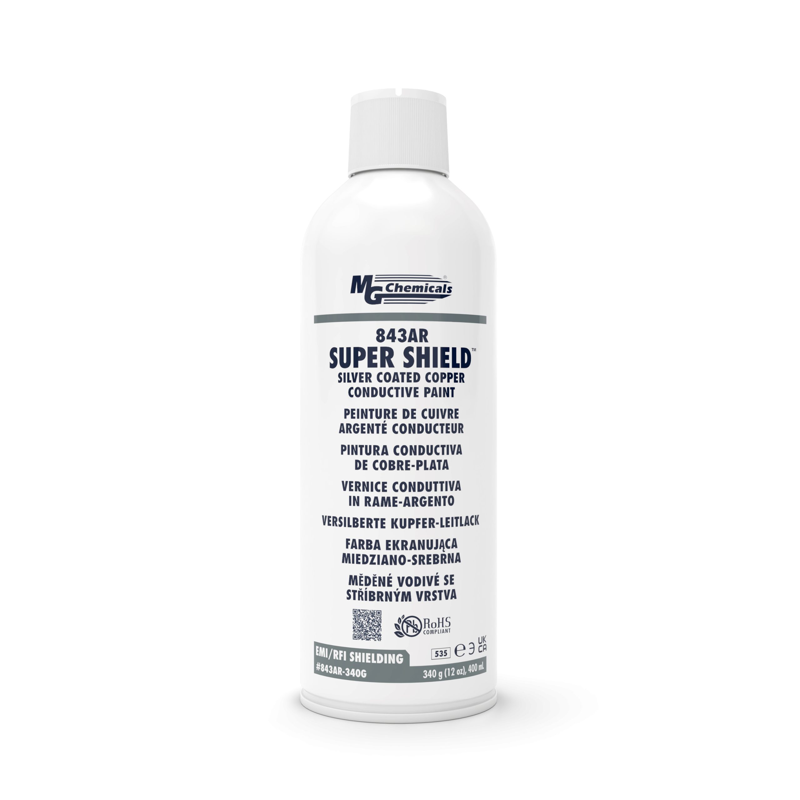 SUPER SHIELD Silver Coated Copper Conductive Coating Aerosol 843AR-340G MG Chemicals